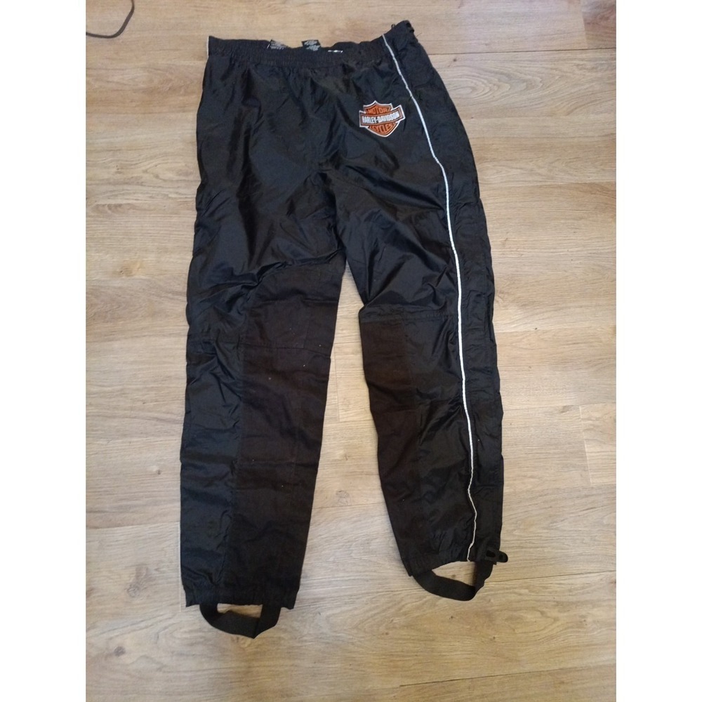 Harley Davidson Pants Mens Medium Rain Waterproof Riding Full Zip Stirrups Black